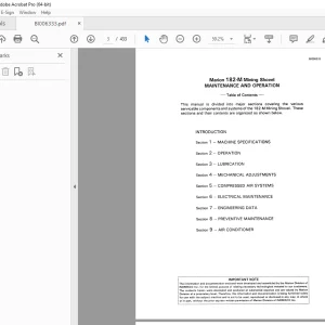 CAT Bucyrus Marion 182-M Mining Shovel Maintenance & Operation Manual BI006333 PDF DOWNLOAD