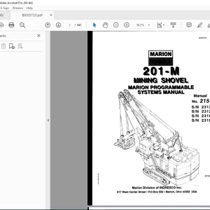 CAT Bucyrus Marion 201-M Mining Shovel Marion Programmable System Manual 2157 PDF DOWNLOAD