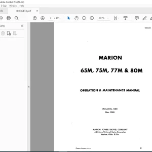 CAT Bucyrus Marion 65M 75M 77M 80M Maintenance & Operation Manual 1023 PDF DOWNLOAD