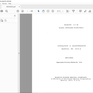 CAT Bucyrus Marion III-M Ward Leonard Electric Operation & Maintenance Manual 1014-A PDF DOWNLOAD