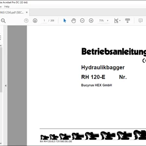 CAT Bucyrus RH 120-E Hydraulikbagger BETRIEBSANLEITUNG BI651256 - PDF DOWNLOAD (German)