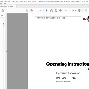 CAT Bucyrus RH 120E Hydraulic Excavator Operating Instruction Manual 3663730 - PDF DOWNLOAD