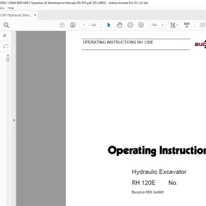 CAT Bucyrus RH 120E Hydraulic Excavator Operating Instruction Manual 3664460 - PDF DOWNLOAD