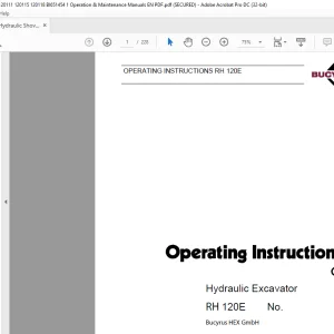 CAT Bucyrus RH 120E Hydraulic Excavator Operating Instruction Manual 3720530 - PDF DOWNLOAD