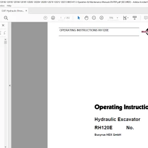 CAT Bucyrus RH 120E Hydraulic Excavator Operating Instruction Manual 3725044 - PDF DOWNLOAD