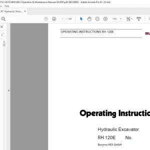 CAT Bucyrus RH 120E Hydraulic Excavator Operating Instruction Manual 3725080 - PDF DOWNLOAD