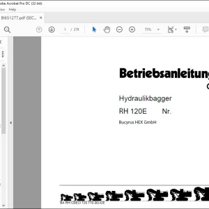 CAT Bucyrus RH 120E Hydraulikbagger BETRIEBSANLEITUNG BI651277 -  PDF DOWNLOAD (GERMAN)