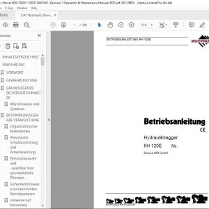 CAT Bucyrus RH 120E Hydraulikbagger Betriebsanleitung 2804910 PDF DOWNLOAD (German)