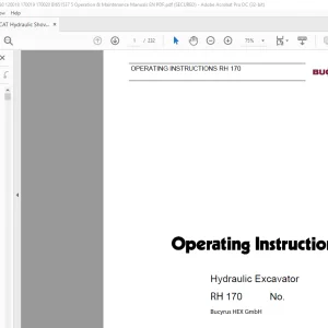 CAT Bucyrus RH 170 Hydraulic Excavator Operating Instruction Manual - PDF DOWNLOAD