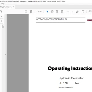 CAT Bucyrus RH 170 Hydraulic Excavator Operating Instruction Manual 3664690 - PDF DOWNLOAD