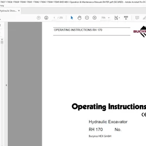 CAT Bucyrus RH 170 Hydraulic Excavator Operating Instruction Manual 3666160 - PDF DOWNLOAD