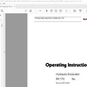 CAT Bucyrus RH 170 Hydraulic Excavator Operating Instruction Manual 3725019 - PDF DOWNLOAD