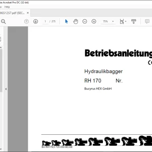 CAT Bucyrus RH 170 Hydraulikbagger BETRIEBSANLEITUNG BI651257 - PDF DOWNLOAD (German)