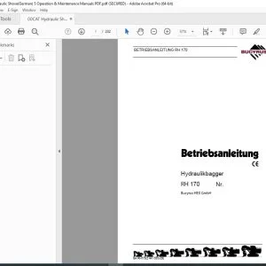 CAT Bucyrus RH 170 Hydraulikbagger Betriebsaneitung 2441635 PDF DOWNLOAD (German)