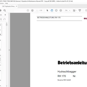 CAT Bucyrus RH 170 Hydraulikbagger Betriebsanleitung 3663900 - PDF DOWNLOAD (German)