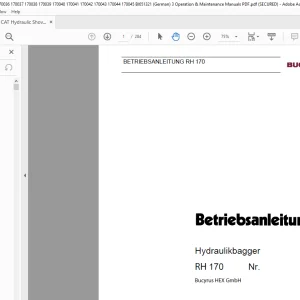 CAT Bucyrus RH 170 Hydraulikbagger Betriebsanleitung 3666160 - PDF DOWNLOAD (German)