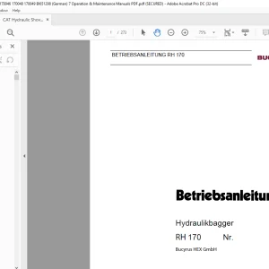 CAT Bucyrus RH 170 Hydraulikbagger Betriebsanleitung 3668490 - PDF DOWNLOAD (German)