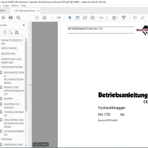 CAT Bucyrus RH 170 Hydraulikbagger Betriebsanleitung 3720730 PDF DOWNLOAD (GERMAN)