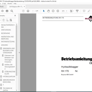 CAT Bucyrus RH 170 Hydraulikbagger Betriebsanleitung 3720780 PDF DOWNLOAD (GERMAN)
