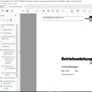 CAT Bucyrus RH 170 Hydraulikbagger Betriebsanleitung 3725050 PDF DOWNLOAD (GERMAN)