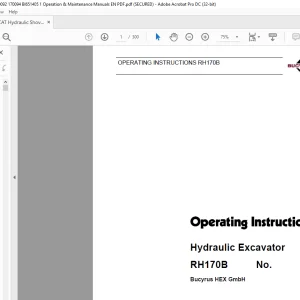 CAT Bucyrus RH 170B Hydraulic Excavator Operating Instruction Manual - PDF DOWNLOAD