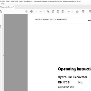 CAT Bucyrus RH 170B Hydraulic Excavator Operating Instruction Manual - PDF DOWNLOAD