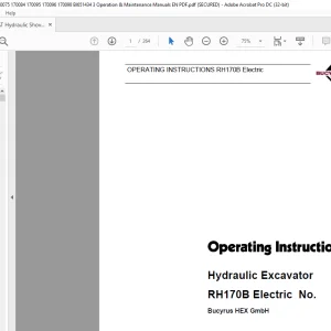 CAT Bucyrus RH 170B Hydraulic Excavator Operating Instruction Manual 3725013 - PDF DOWNLOAD