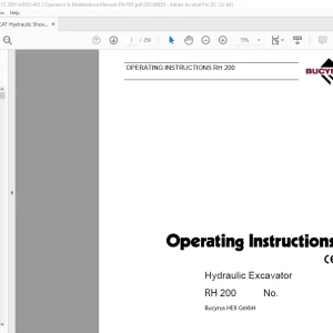 CAT Bucyrus RH 200 Hydraulic Excavator Operating Instruction Manual - PDF DOWNLOAD
