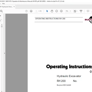 CAT Bucyrus RH 200 Hydraulic Excavator Operating Instruction Manual - PDF DOWNLOAD