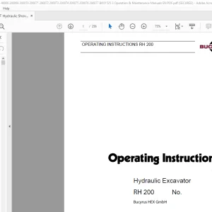 CAT Bucyrus RH 200 Hydraulic Excavator Operating Instruction Manual 2804800 - PDF DOWNLOAD