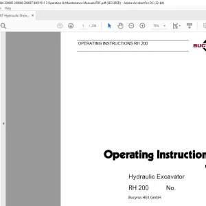 CAT Bucyrus RH 200 Hydraulic Excavator Operating Instruction Manual 3659570 - PDF DOWNLOAD