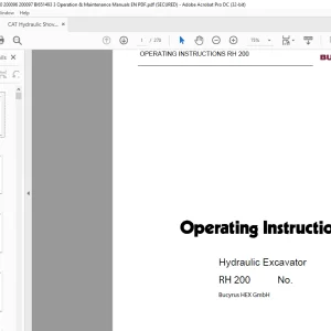 CAT Bucyrus RH 200 Hydraulic Excavator Operating Instruction Manual 3664790 - PDF DOWNLOAD