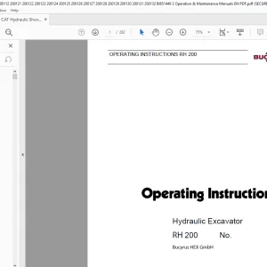 CAT Bucyrus RH 200 Hydraulic Excavator Operating Instruction Manual 3720750 - PDF DOWNLOAD
