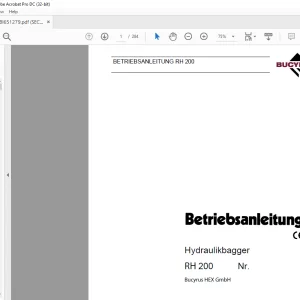 CAT Bucyrus RH 200 Hydraulikbagger BETRIEBSANLEITUNG BI651279 - PDF DOWNLOAD (German)