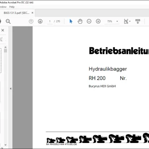 CAT Bucyrus RH 200 Hydraulikbagger BETRIEBSANLEITUNG BI651313  - PDF DOWNLOAD (GERMAN)