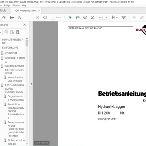 CAT Bucyrus RH 200 Hydraulikbagger Betriebsanleitung 3659570 PDF DOWNLOAD (GERMAN)