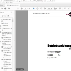 CAT Bucyrus RH 200 Hydraulikbagger Betriebsanleitung 3666410 PDF DOWNLOAD (GERMAN)