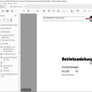 CAT Bucyrus RH 200 Hydraulikbagger Betriebsanleitung 3720460 PDF DOWNLOAD (GERMAN)