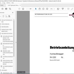 CAT Bucyrus RH 200 Hydraulikbagger Betriebsanleitung 3720480 PDF DOWNLOAD (GERMAN)