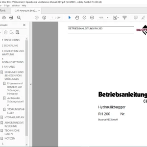 CAT Bucyrus RH 200 Hydraulikbagger Betriebsanleitung 3720750 PDF DOWNLOAD (GERMAN)