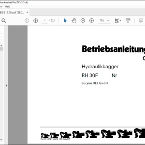 CAT Bucyrus RH 30F Hydraulikbagger BETRIEBSANLEITUNG BI651320 - PDF DOWNLOAD (German)
