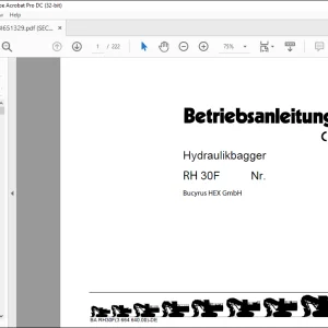 CAT Bucyrus RH 30F Hydraulikbagger BETRIEBSANLEITUNG BI651329 - PDF DOWNLOAD (German)