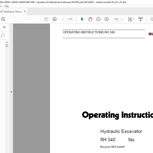 CAT Bucyrus RH 340 Hydraulic Excavator Operating Instruction Manual 3664170.01 - PDF DOWNLOAD