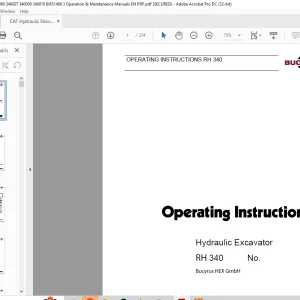 CAT Bucyrus RH 340 Hydraulic Excavator Operating Instruction Manual 3666290 - PDF DOWNLOAD