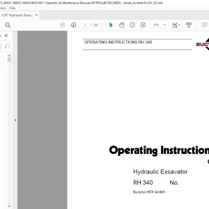 CAT Bucyrus RH 340 Hydraulic Excavator Operating Instruction Manual 3720350 - PDF DOWNLOAD