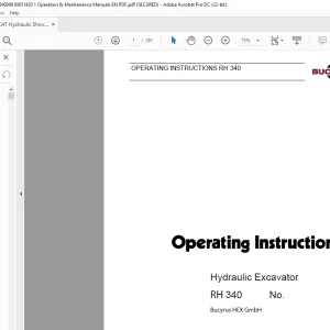 CAT Bucyrus RH 340 Hydraulic Excavator Operating Instruction Manual 3725038 - PDF DOWNLOAD