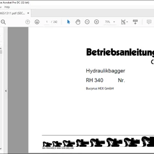 CAT Bucyrus RH 340 Hydraulikbagger BETRIEBSANLEITUNG BI651311- PDF DOWNLOAD (German)