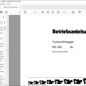 CAT Bucyrus RH 340 Hydraulikbagger BETRIEBSANLEITUNG BI651332  - PDF DOWNLOAD (German)