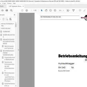 CAT Bucyrus RH 340 Hydraulikbagger Betriebsanleitung 3664170 PDF DOWNLOAD (GERMAN)