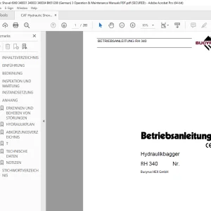 CAT Bucyrus RH 340 Hydraulikbagger Betriebsanleitung 3720350 PDF DOWNLOAD (GERMAN)